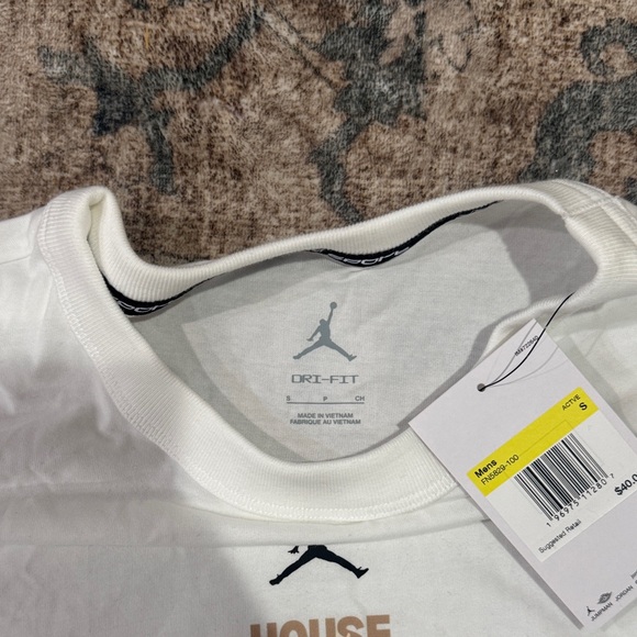 Jordan White Short Sleeve Tee with Black Logo - Picture 3 of 3